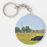An Egret Riding A Cow Keychain