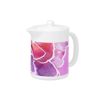 An Elegant Floral Pink and Mauve Tea Pot