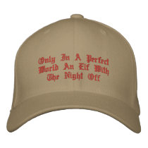 An Elf With The Night Off embroidered hats by HoliHoliday An Elf With The Night Off embroidered hats