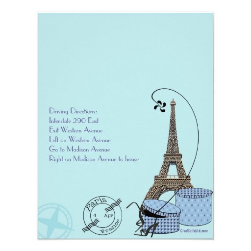 An Evening in Paris Blue Themed Party Invitation
