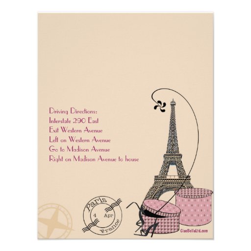 An Evening in Paris Pink Themed Party Invitation