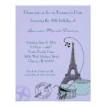 An Evening in Paris Purple Themed Party Invitation