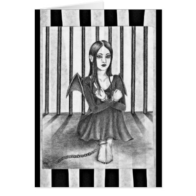 An imprisoned angel greeting cards by paleprudence