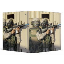 An infantry scout aims his weapon vinyl binder