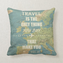 An inspiring travel quotes throw pillow