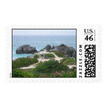An isolated beach postage stamp