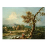 An Italianate River Landscape with Travellers Post Cards