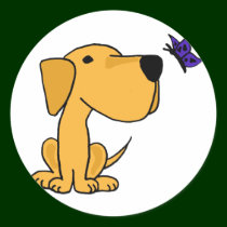 AN- Labrador Retriever Watching Butterfly Cartoon stickers