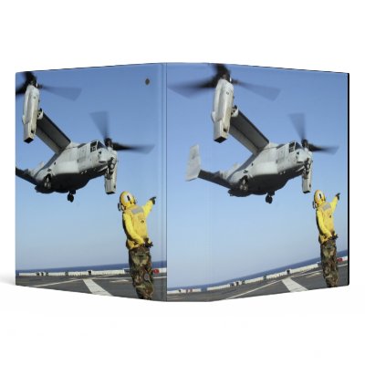 An MV-22 Osprey launches from the USS Nassau Vinyl Binders by stocktrek