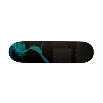 an ocean below skateboards