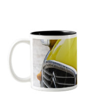 An old black and yellow Citroen 2CV 2 CV, detail Mug
