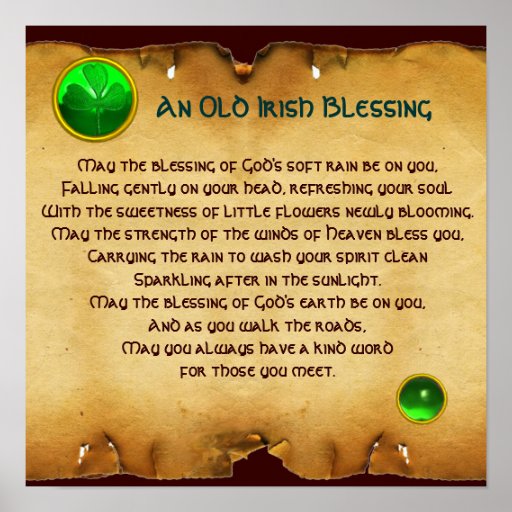An Old Irish Blessing Parchment for Luck , Square Poster | Zazzle