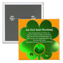 An Old Irish Blessing Shamrock Button