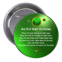 An Old Irish Blessing Shamrock Button