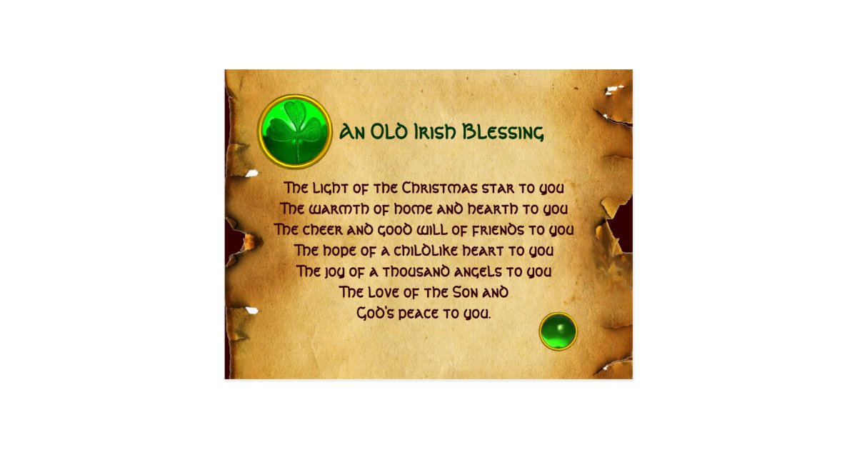 An Old Irish Christmas Blessing Parchment Postcard | Zazzle