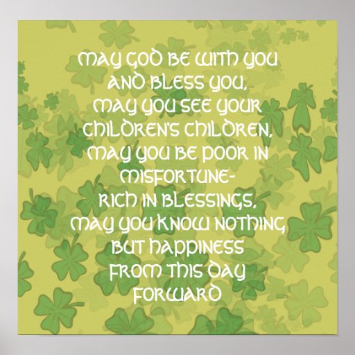 An Old Irish Wedding Blessing Poster Zazzle
