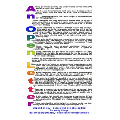 An Open Letter To Those Without Chronic Illness Print by rickybuchanan