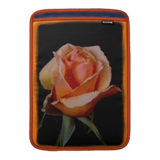 An Orange Rose on Black MacBook Sleeve