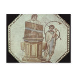 An organist and a horn player entertain post card
