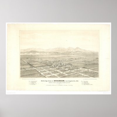 Anaheim, CA. Panoramic Map (0025A) - Unrestored Posters by Bancroft