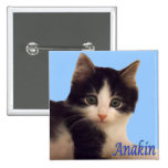Anakin Two Legged Cat Logo, Cute Kitten Button