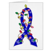Anal Cancer Christmas Lights Ribbon Greeting Card