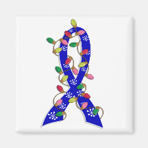 Anal Cancer Christmas Lights Ribbon Refrigerator Magnet