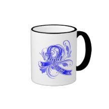 Anal Cancer Fight Like a Girl Flourish Coffee Mugs