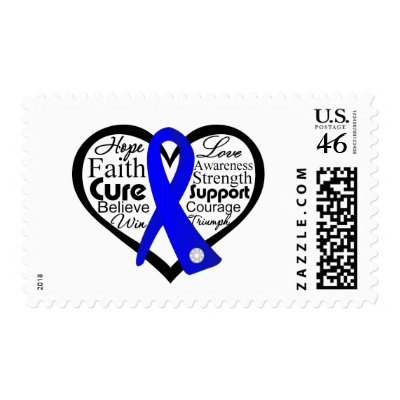 Anal Cancer Heart Ribbon Collage Postage Stamp by cancerapparel