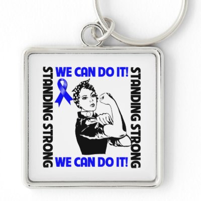 Anal Cancer Standing Strong We Can Do It Keychain by MissionWeCanDoIt