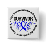 Anal Cancer Tribal Ribbon Survivor Pinback Buttons
