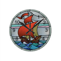 Analog Sailboat Round Clocks