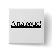 Analogue! Square Pin - black on white buttons by ComputerControlled Analogue! Square Pin - black on white buttons