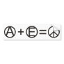 Anarchy + Equality = Peace Bumper Stickers