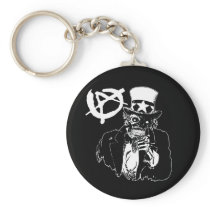 Anarchy Skull Black Key Chain