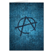Anarchy symbol on blue grungy texture card