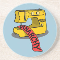 Anarchy Yellow Sewing Machine Beverage Coasters