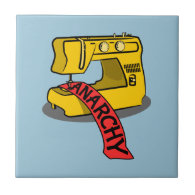 Anarchy Yellow Sewing Machine Ceramic Tiles