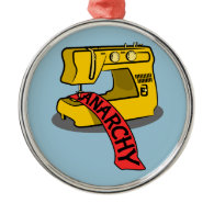 Anarchy Yellow Sewing Machine Christmas Tree Ornament
