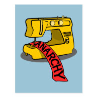 Anarchy Yellow Sewing Machine Post Card