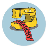 Anarchy Yellow Sewing Machine Round Sticker