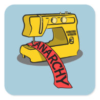 Anarchy Yellow Sewing Machine Square Stickers