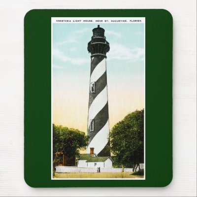 Anastasia Lighthouse Near St. Augustine, Florida Mouse Pads by scenesfromthepast