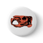 Anatomical Beaver Skull Orange Pinback Button