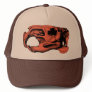 Anatomical Beaver Skull Orange Trucker Hats