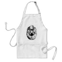 Anatomical Human Skull Base Black & White Apron