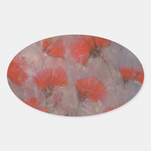 Anca Sofia Decorative Art: Poppies in the rain Oval Sticker