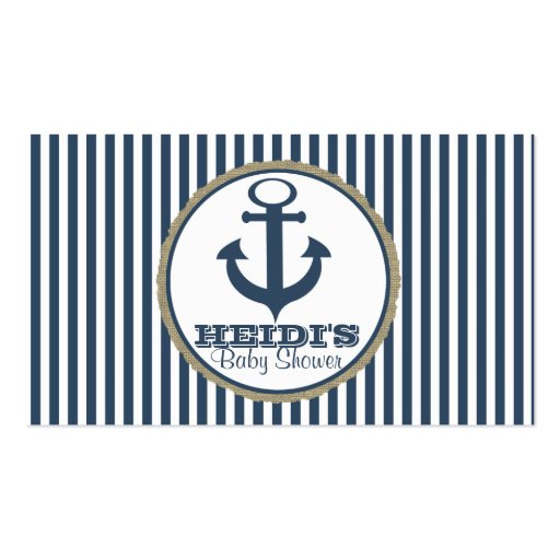Anchor and Navy Stripes Baby Registry Card Business Card Template (back side)