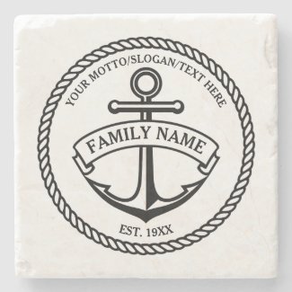 Anchor and Rope Family/Boat Logo Stone Coaster