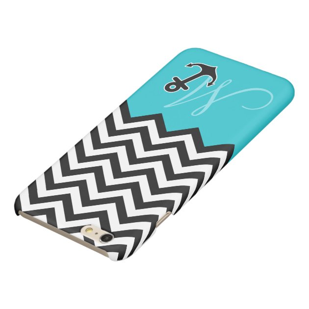 Anchor Aqua Blue Chevron Pattern Stylish Monogram Glossy iPhone 6 Plus Case-3